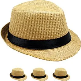 Dozen Wholesale Brown Trilby Fedora Hats with Black Hatband