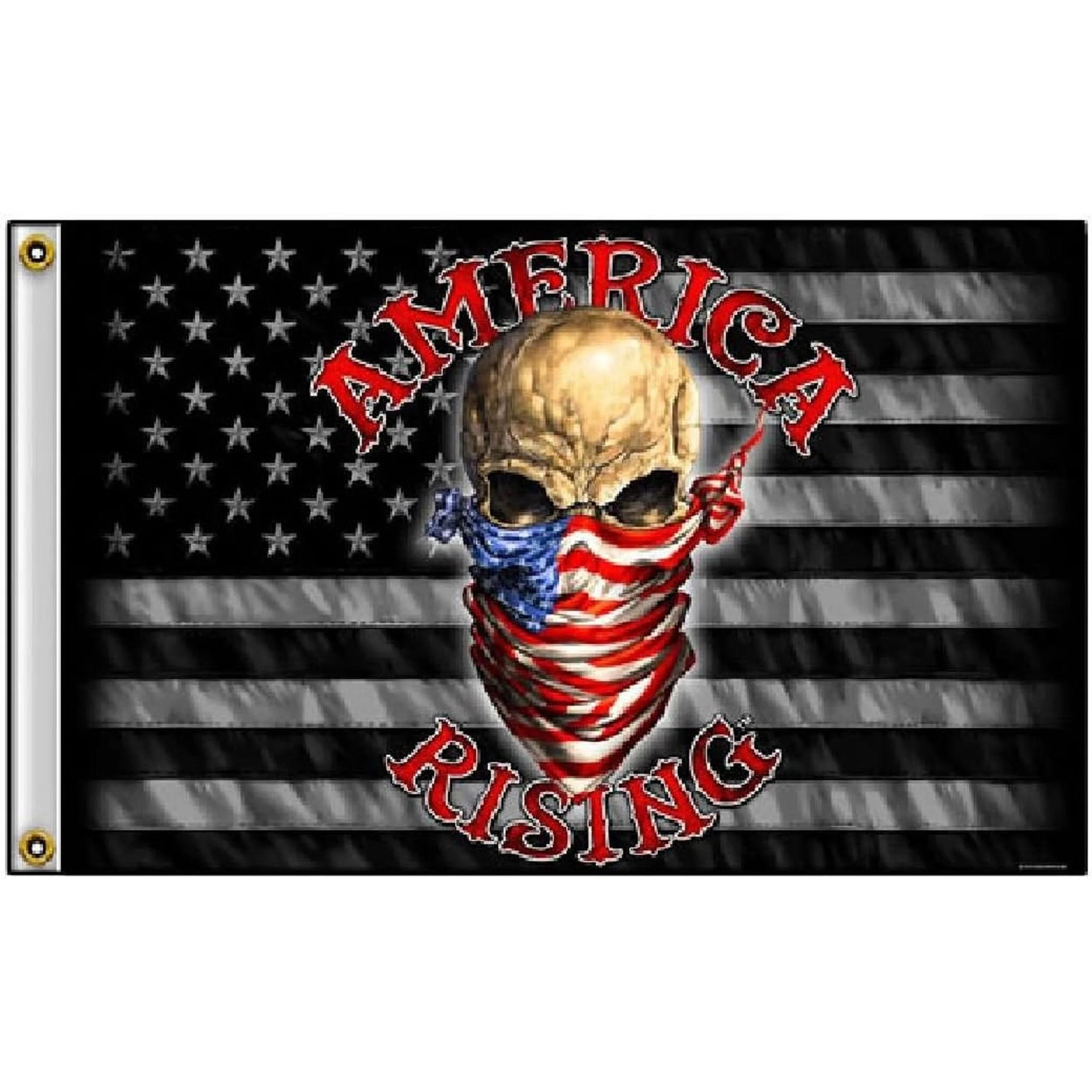 AMERICA RISING SKULL Biker Flag Set - 3x5 Feet