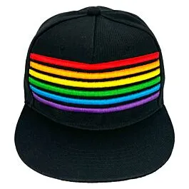 Black Snapback Hats with Rainbow Pride Stripe