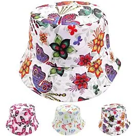 Multicolor Butterflies Print Reversible Bucket Hats