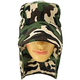 Camouflage Sun Summer Caps for Men - Wide Visor with Neck Flap