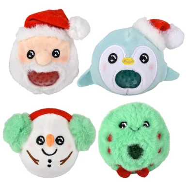 Christmas Squeezy Bead Plush 72 Pcs Bulk - 3" Assorted Styles Holiday Sensory Toys & Gifts