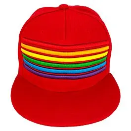 Red Snapback Hats with Rainbow Pride Stripe