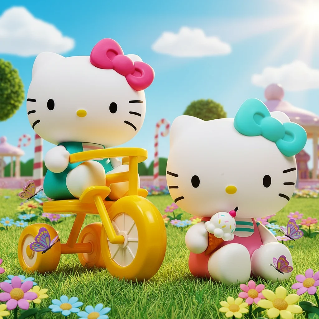 Hello Kitty® Tricycle and Ice Cream Play Theme 4.5” Vinyl Figure 2-Pac 