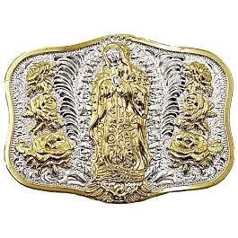 Holy Mary Golden Figure with Roses Belt Buckle