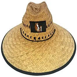 Palm Straw Summer Hat for Men - Horse Embroidered Wide Brim Sun Hat