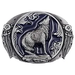 Howling Wolf Belt Buckles in Blue Western Design