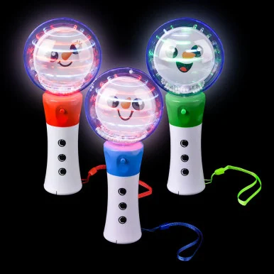 Light-Up Snowman Magic Ball Wand 96 Pcs Bulk - 7.25" Assorted Colors Christmas Party Favors & Decorations