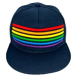Navy Blue Snapback Hats with Rainbow Pride Stripe