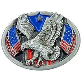 USA Flag & Soaring Eagle Belt Buckle
