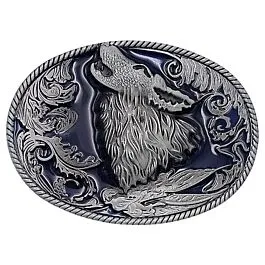 Alpha Wolf Belt Buckles Howling in Blue
