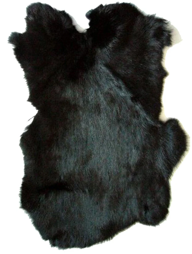 Wholesale BLACK DYED COLOR RABBIT SKIN PELT (Sold by the piece)