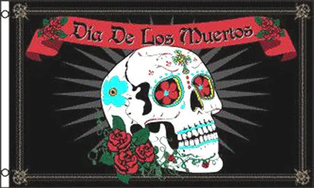 Wholesale DAY OF THE DEAD SKULL ROSES 3 X 5 FLAG ( sold by - 4 piece )