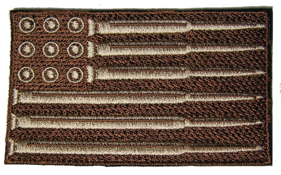 Wholesale MILITARY DESERT BROWNCAMO AMERICAN FLAG BULLET SHELL EMBROIDERED PATCH ( sold by the piece )
