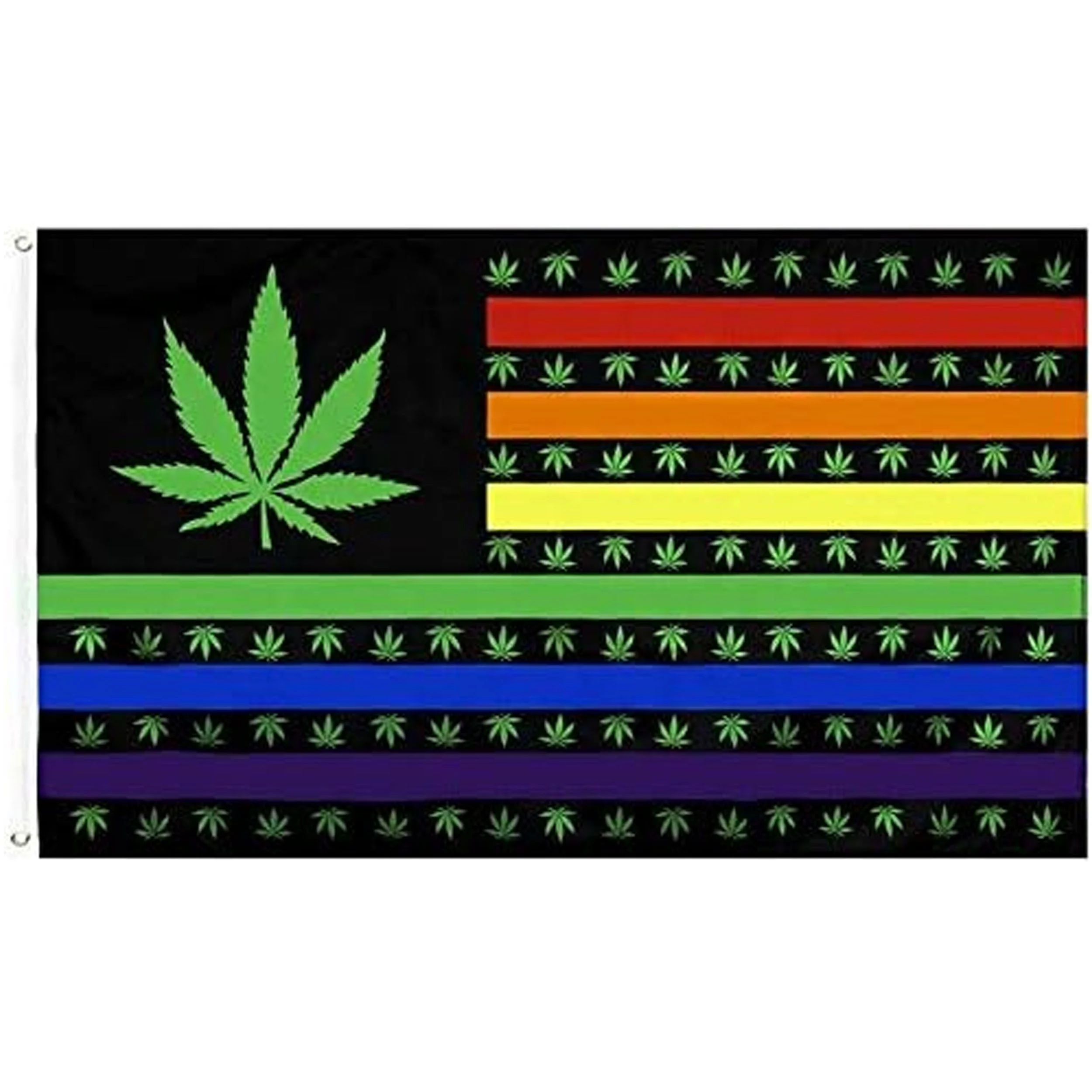 Wholesale Premium Quality USA Pot Leaf Marijuana Rainbow 3 x 5 Fla( sold by - 6 piece )