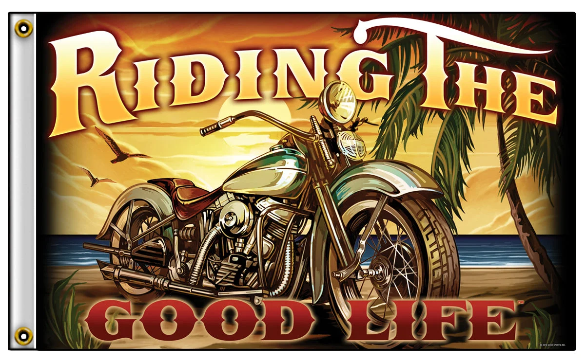 Wholesale RIDING THE GOOD LIFE MOTORCYCLE BIKER DELUXE 3 X 5BIKER FLAG (Sold by the piece)