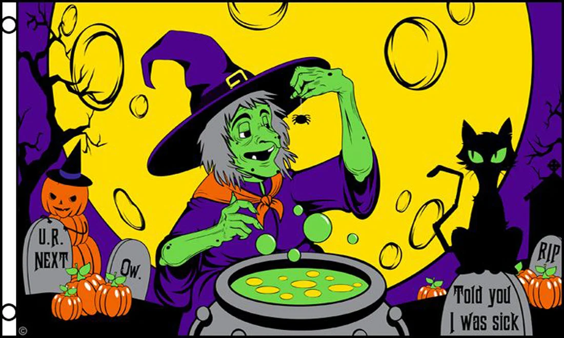 Wholesale WITCHES BREW halloween3 X 5 FLAG ( sold by the piece )