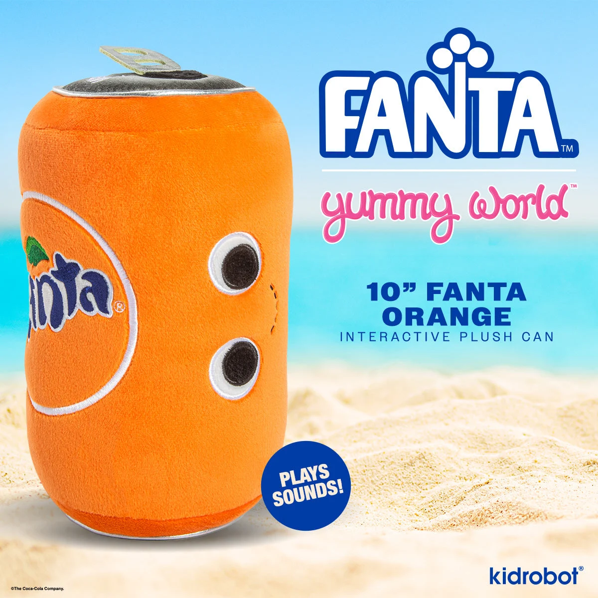 Yummy World & Fanta® 10” Fanta Orange Soda Can Plush with Sound 