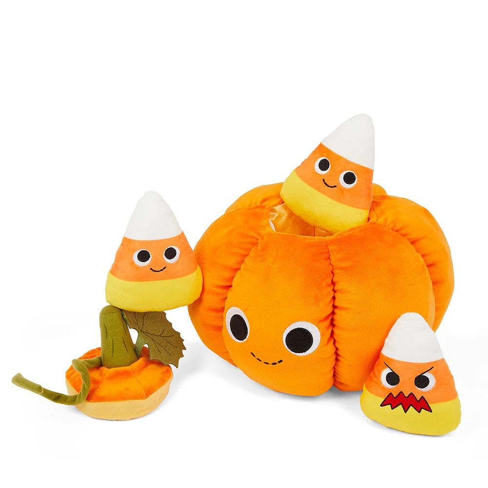 Yummy World Jack O’Lantern Interactive Pumpkin Plush with Candy Corns 